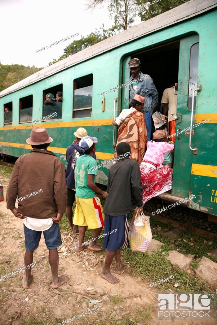 Stock Photo: Madagascar FCE Jungle Express, Tolongoina train station, Tolongoina,  Fianarantsoa, Madagascar, Africa.