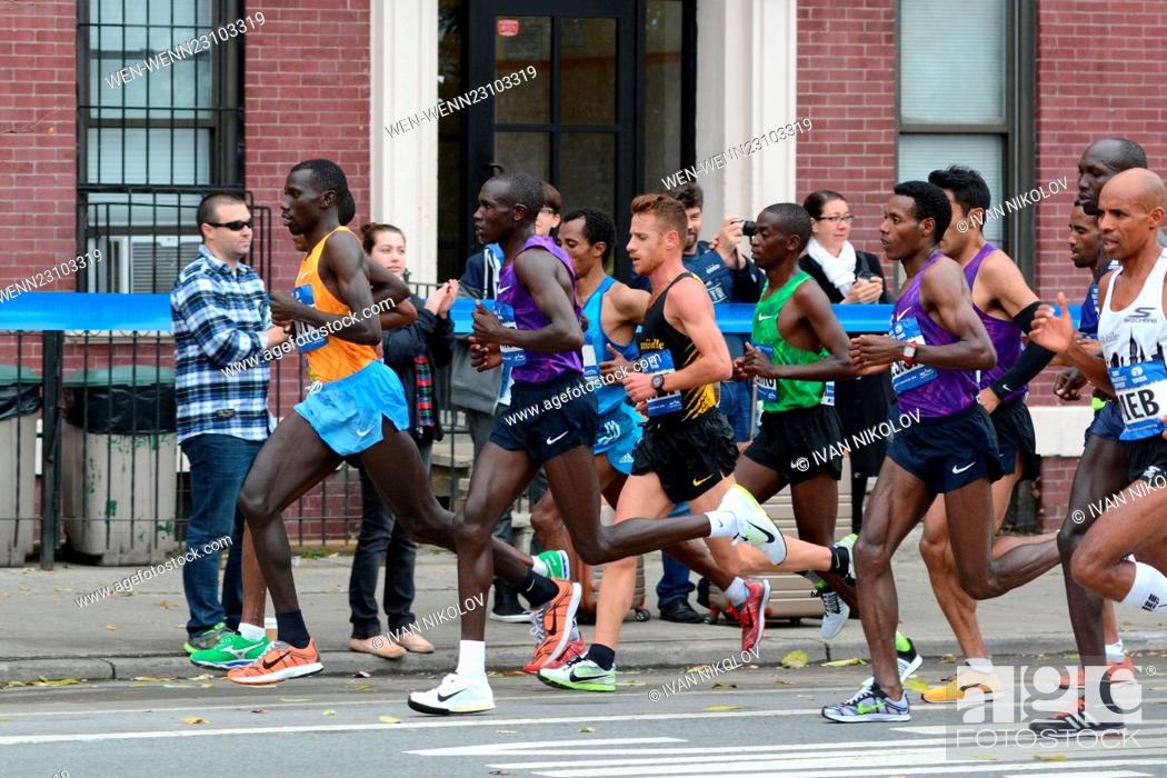 Stock Photo: TCS New York City Marathon Featuring: Stanley Biwott, Geoffrey Kamworor, Lelisa Desisa, Wilson Kipsang, Yuki Kawauchi, Meb Keflezighi Where: Queens, New York.