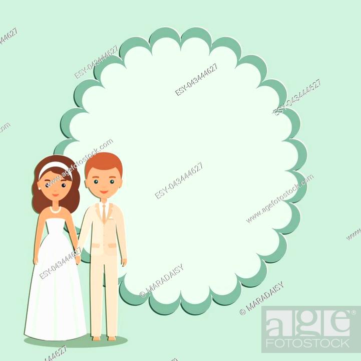 Cartoon groom, bride with space for text. Vector. Animated wedding  characters standing, Stock Vector, Vector And Low Budget Royalty Free  Image. Pic. ESY-043444627 | agefotostock