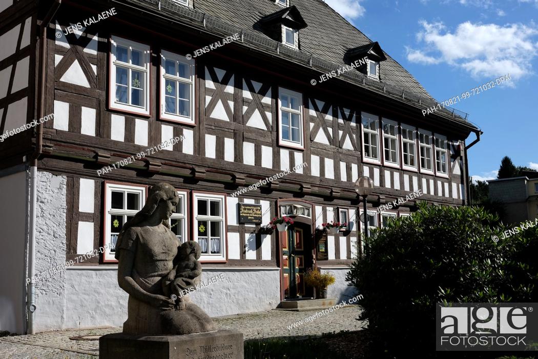 Stock Photo: Friedrich Froebel's birth house in Oberweissbach, Germany, 19 August 2017. The house is now a museum. The pedagogue and humanist Friedrich Froebel is the.