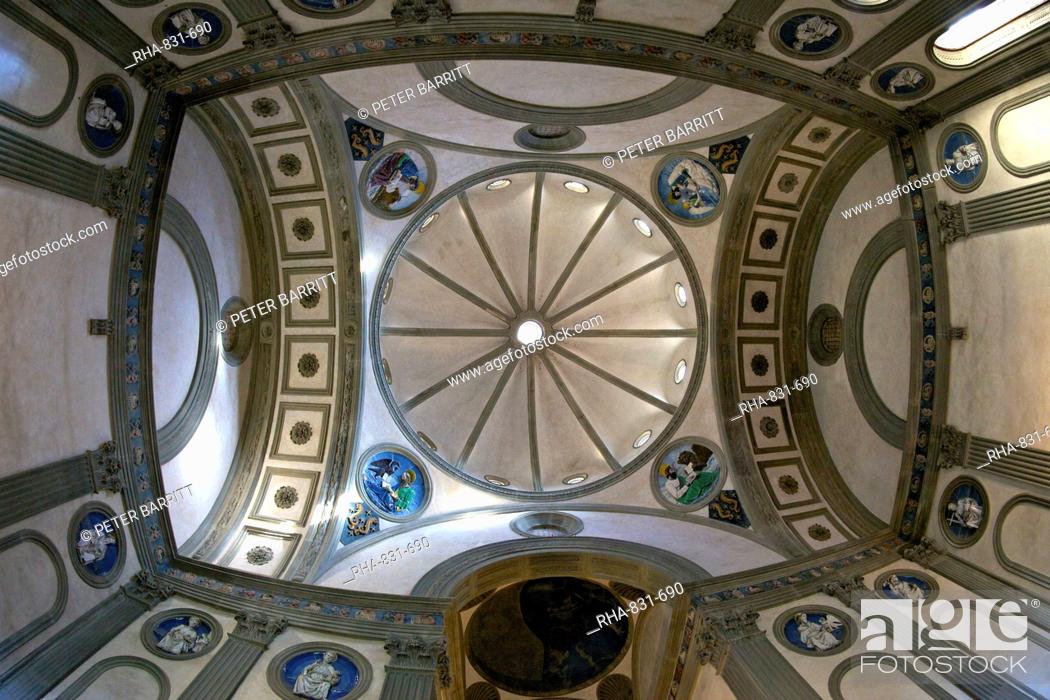 Photo de stock: Cupola, Pazzi Chapel, designed by Brunelleschi, Santa Croce church, Florence, UNESCO World Heritage Site, Tuscany, Italy, Europe.