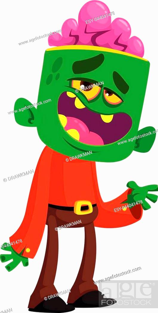 Cartoon funny green zombie . Halloween vector illustration of monster,  Stock Vector, Vector And Low Budget Royalty Free Image. Pic. ESY-044041478  | agefotostock