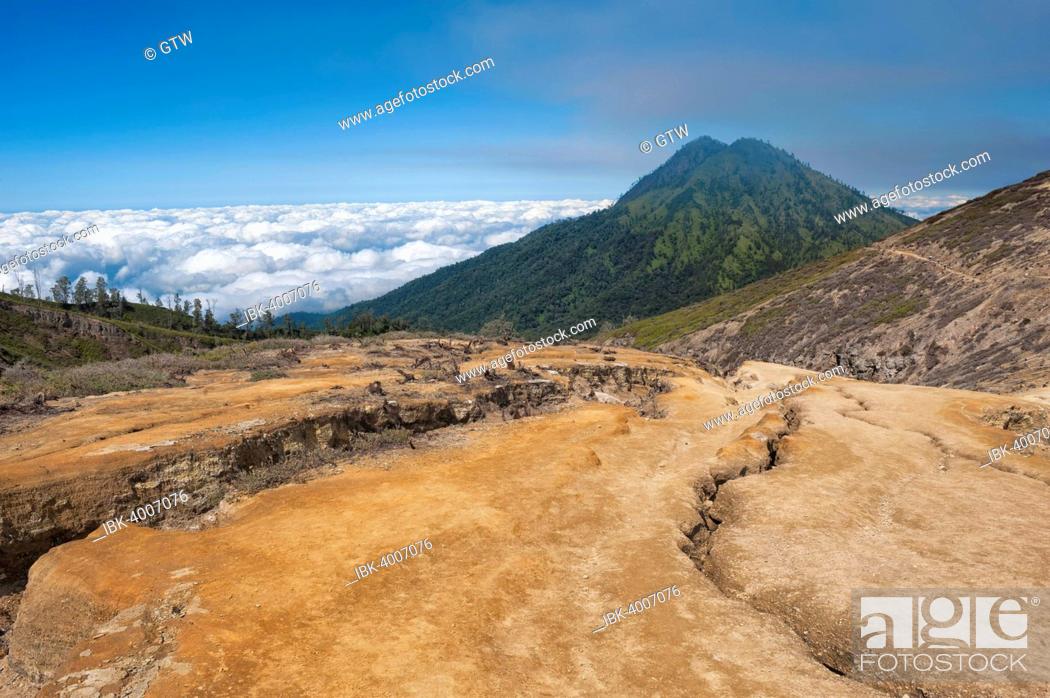 Stock Photo: Kawah Ijen volcano ridge, Ijen crater, Banyuwangi, East Java, Indonesia.