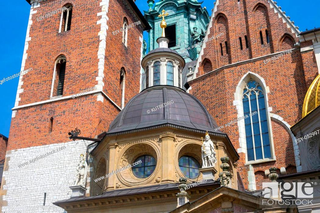 Stock Photo: Royal Archcathedral Basilica of Saints Stanislaus and Wenceslaus on the Wawel Hill, Krakow, Poland.