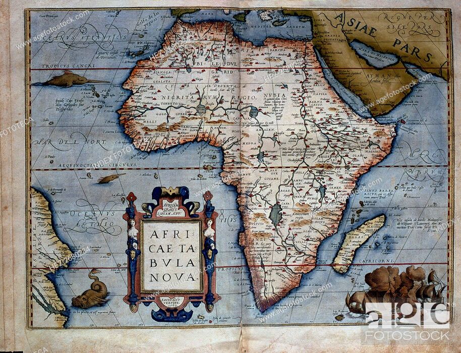 Photo de stock: 'Theatrum Orbis Terrarum' by Abraham Ortelius, Antwerp, 1574, map of the African Continent.