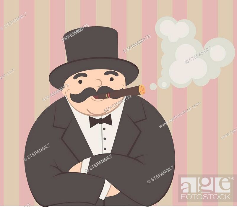 cartoon rich man smoking a cigar - Illustration, Stock Vector, Vector And  Low Budget Royalty Free Image. Pic. ESY-036800173 | agefotostock