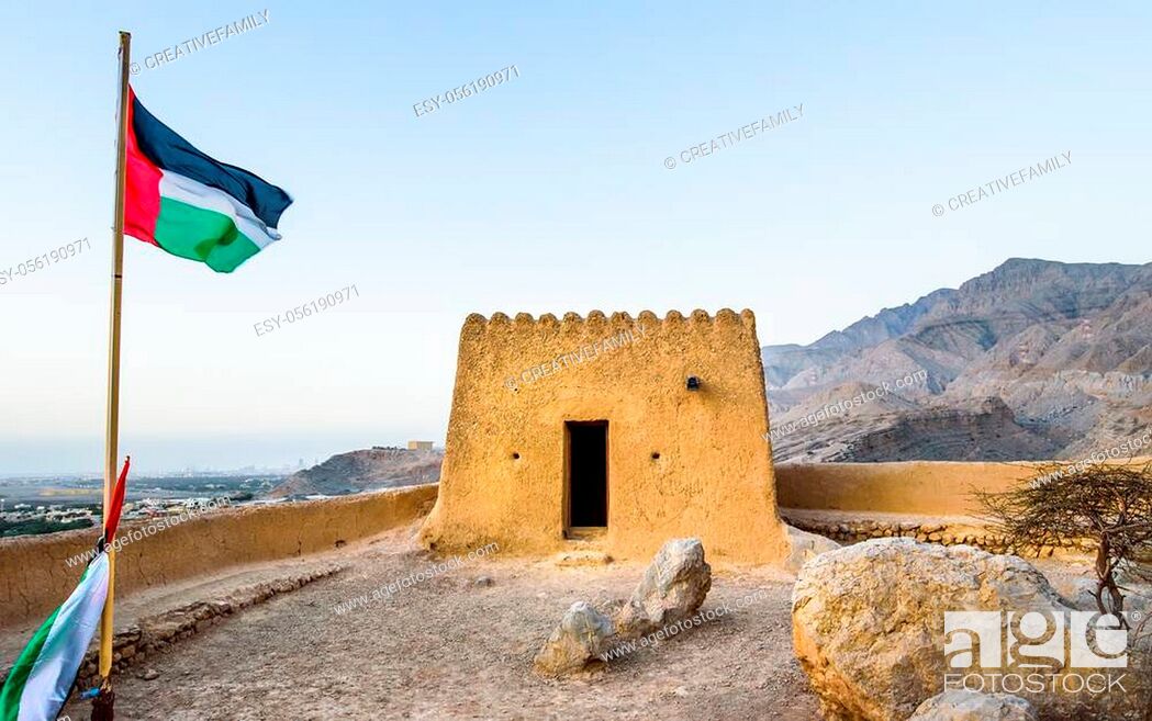 Stock Photo: Dhayah Fort in north Ras Al Khaimah United Arab Emirates. Gulf, heritage.