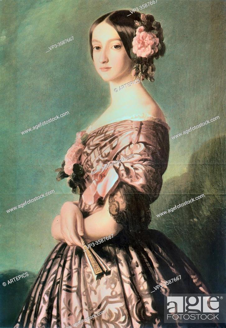 Stock Photo: Winterhalter Franz Xavier - Francisca Caroline Gonzague Princesse De Joinville - German School - 19th Century.