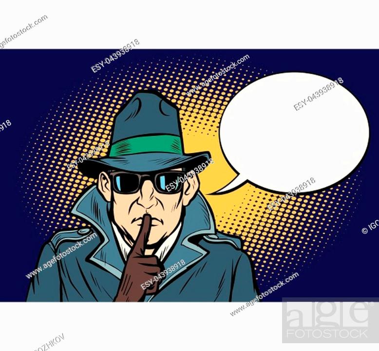 spy shhh gesture man silence secret. Comic cartoon pop art retro vector  illustration drawing, Stock Vector, Vector And Low Budget Royalty Free  Image. Pic. ESY-043938918 | agefotostock