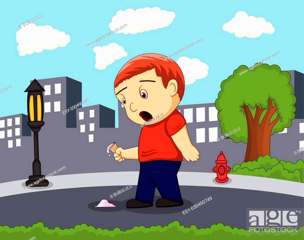 Little standing on the street with city boy surprised to see the ice cream  fall background cartoon, Stock Vector, Vector And Low Budget Royalty Free  Image. Pic. ESY-030490749 | agefotostock