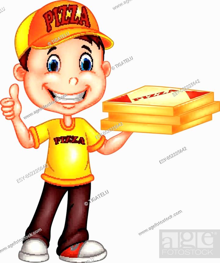 Vector illustration of Cartoon pizza delivery man giving thumbs up, Stock  Vector, Vector And Low Budget Royalty Free Image. Pic. ESY-052225642 |  agefotostock