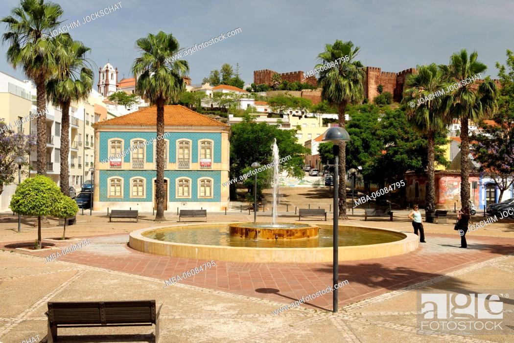 Stock Photo: Castle, cathedral and Old Town of Silves, Faro, Algarve, Portugal.