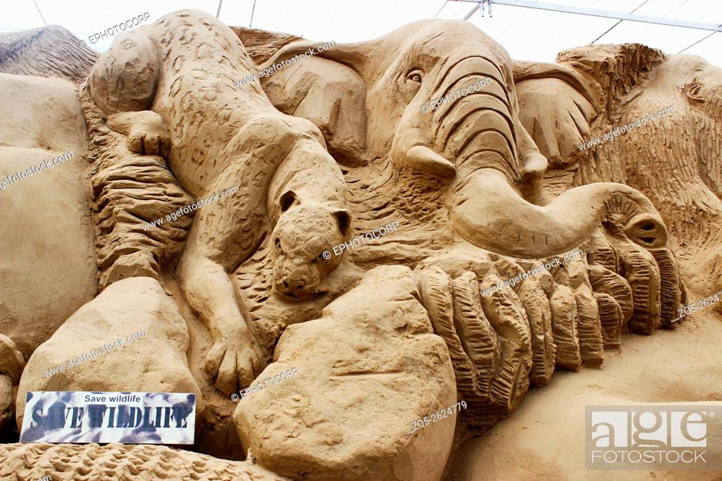 Sand art sculpture depicting wildlife at Sand museum, Mysuru, Karnataka,  India, Stock Photo, Picture And Rights Managed Image. Pic. ZQ5-2624779 |  agefotostock