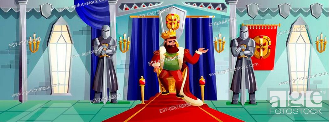 Castle room vector cartoon illustration. Ballroom interior in medieval  palace with king in golden..., Stock Vector, Vector And Low Budget Royalty  Free Image. Pic. ESY-056158350 | agefotostock