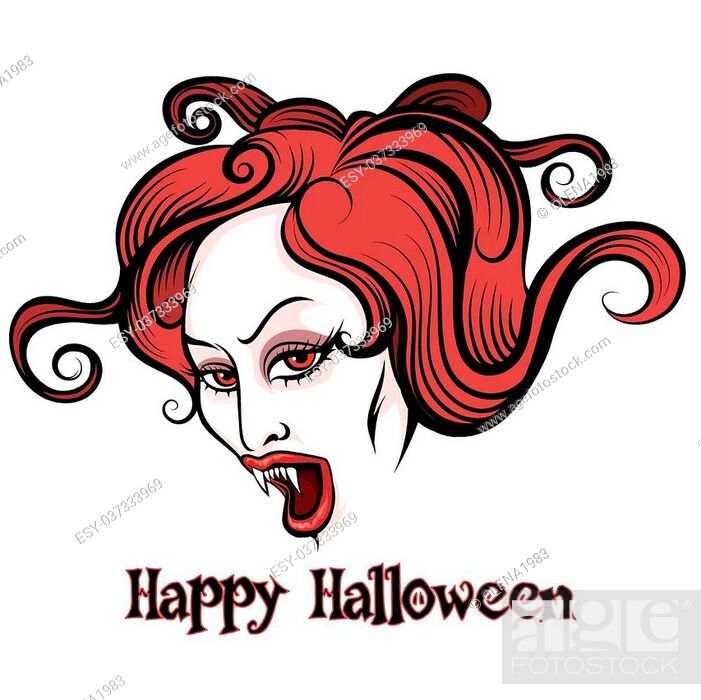 Vampire Woman with open mouth and lettering Happy Halloween in tattoo  style, Stock Vector, Vector And Low Budget Royalty Free Image. Pic.  ESY-037333969 | agefotostock
