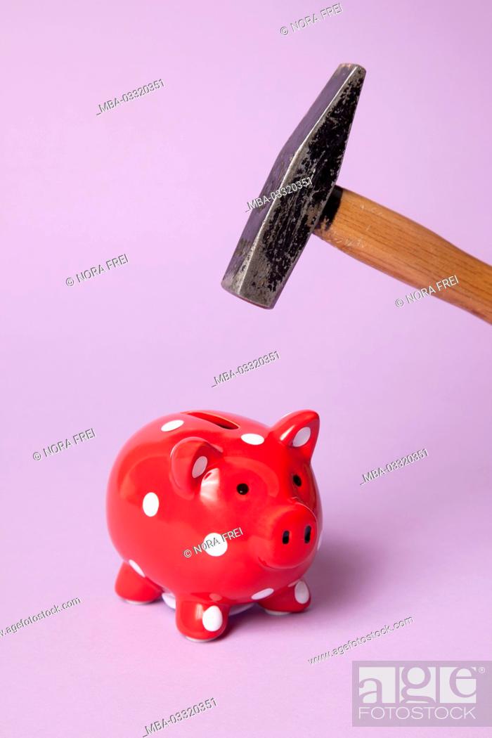Save Money Piggy Bank Hammer Stock Photo Picture And Rights