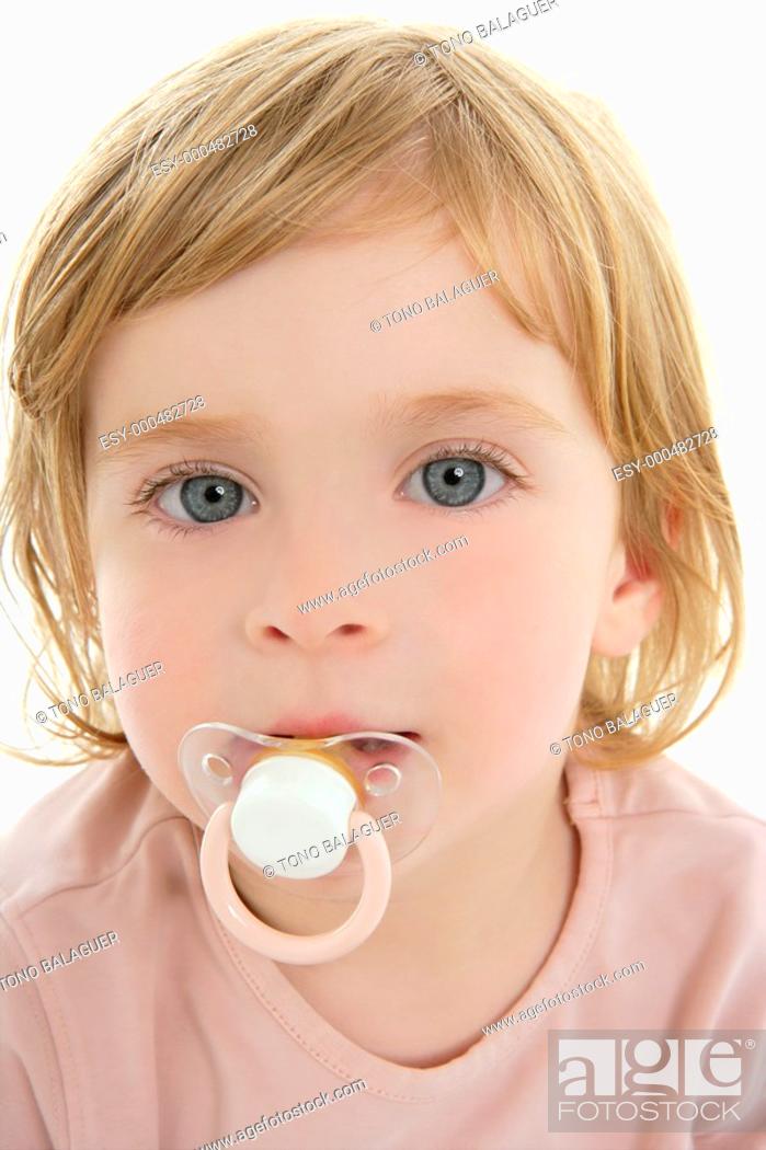 Baby toddler blond hair blue eyes and pacifier over white background, Stock  Photo, Picture And Low Budget Royalty Free Image. Pic. ESY-000482728 |  agefotostock