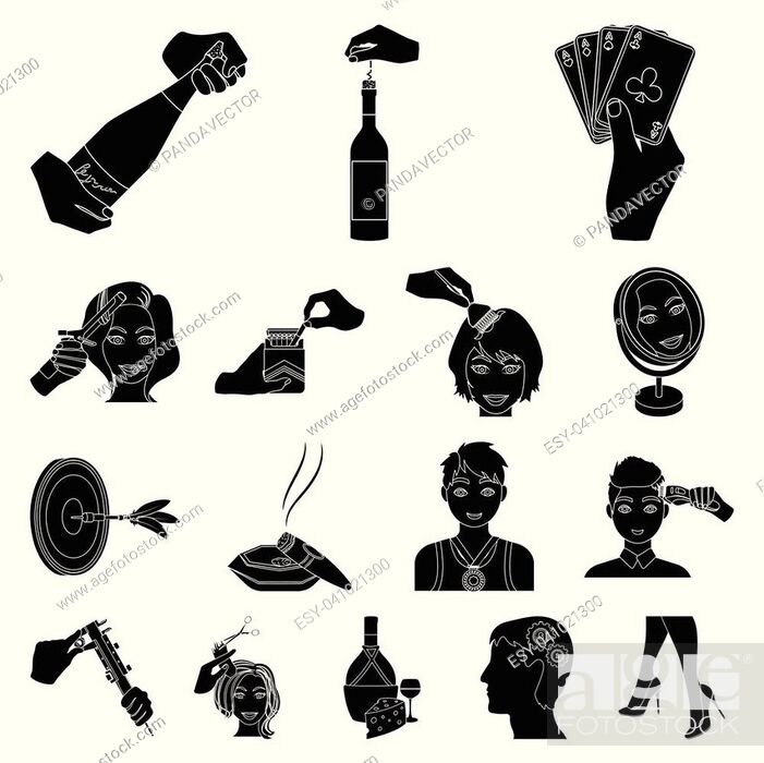 Vector: Manipulation by hands black icons in set collection for design. Hand movement vector symbol stock illustration.