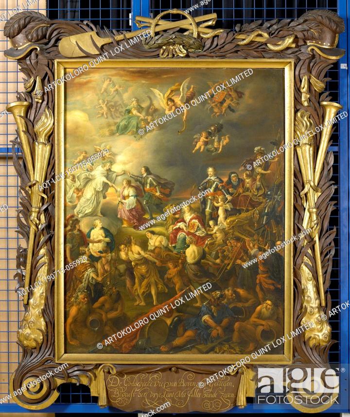 Stock Photo: Allegory of the Peace under Stadholder Willem II, Allegory of the Peace Time under Stadholder William II. From the right.