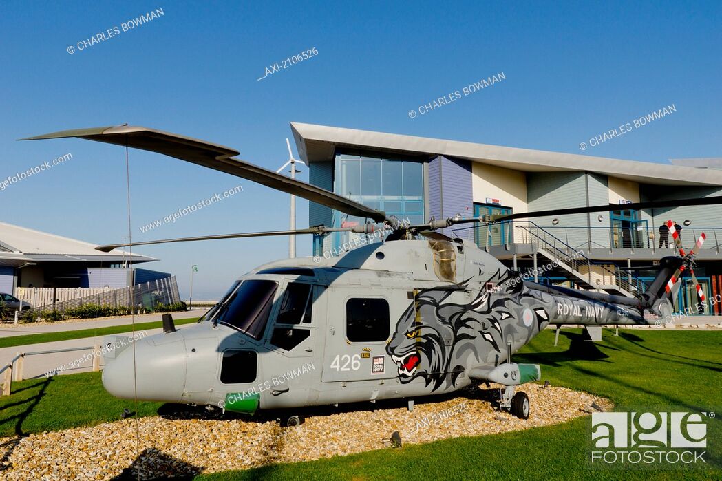 Stock Photo: United Kingdom, England, Dorset, Portland Marina Helicopter; Westland.
