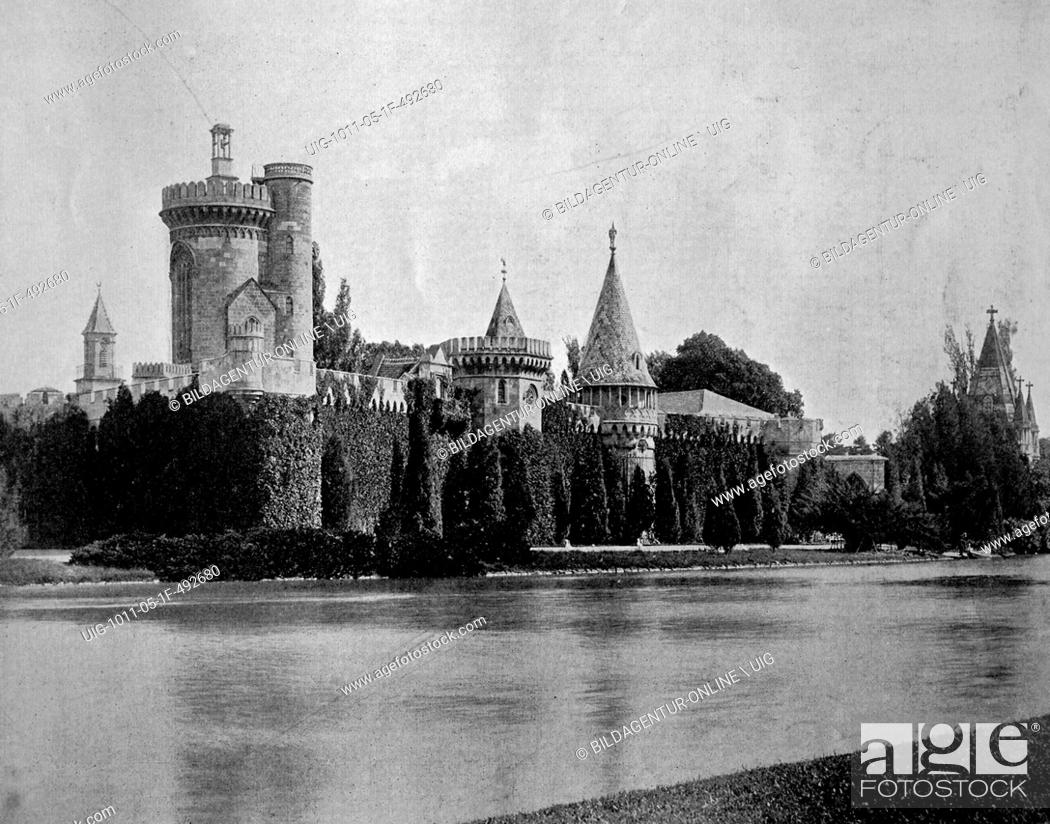 Stock Photo: Early autotype of franzensburg castle, laxenburg, lower austria, austria, 1880.
