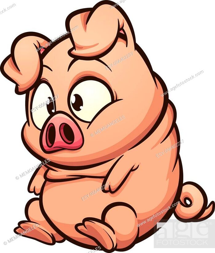 Fat little pig sitting and looking cute cartoon. Vector clip art  illustration with simple gradients, Stock Vector, Vector And Low Budget  Royalty Free Image. Pic. ESY-056402237 | agefotostock