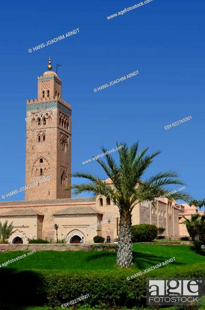 Stock Photo: Minarett der Koutoubia-Moschee in Marrakech, Marokko.