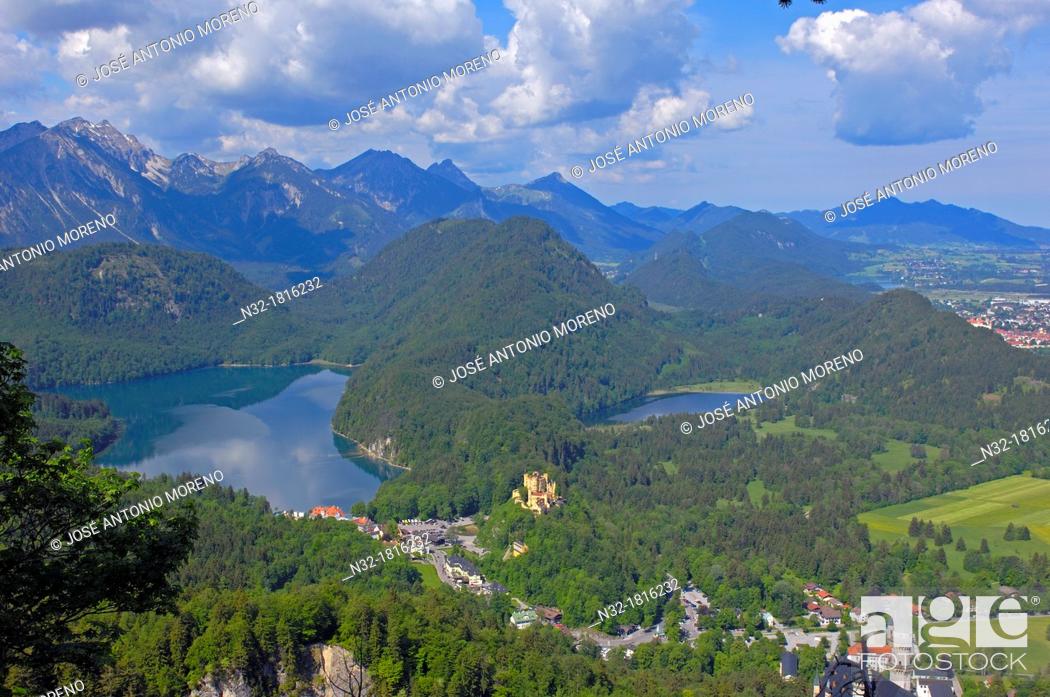 Stock Photo: Hohenschwangau Castle, Allgau, Fussen, Romantic Road, Bavaria, Germany, Europe.