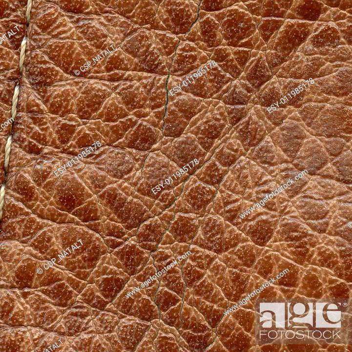 Stock Photo: Natural brown leather texture.