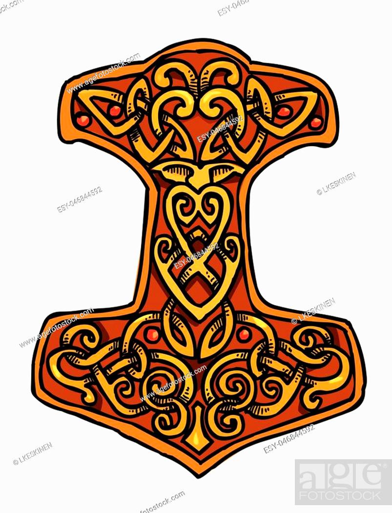 Cartoon image of Thor Hammer Icon. An artistic freehand picture, Stock  Vector, Vector And Low Budget Royalty Free Image. Pic. ESY-046844592 |  agefotostock