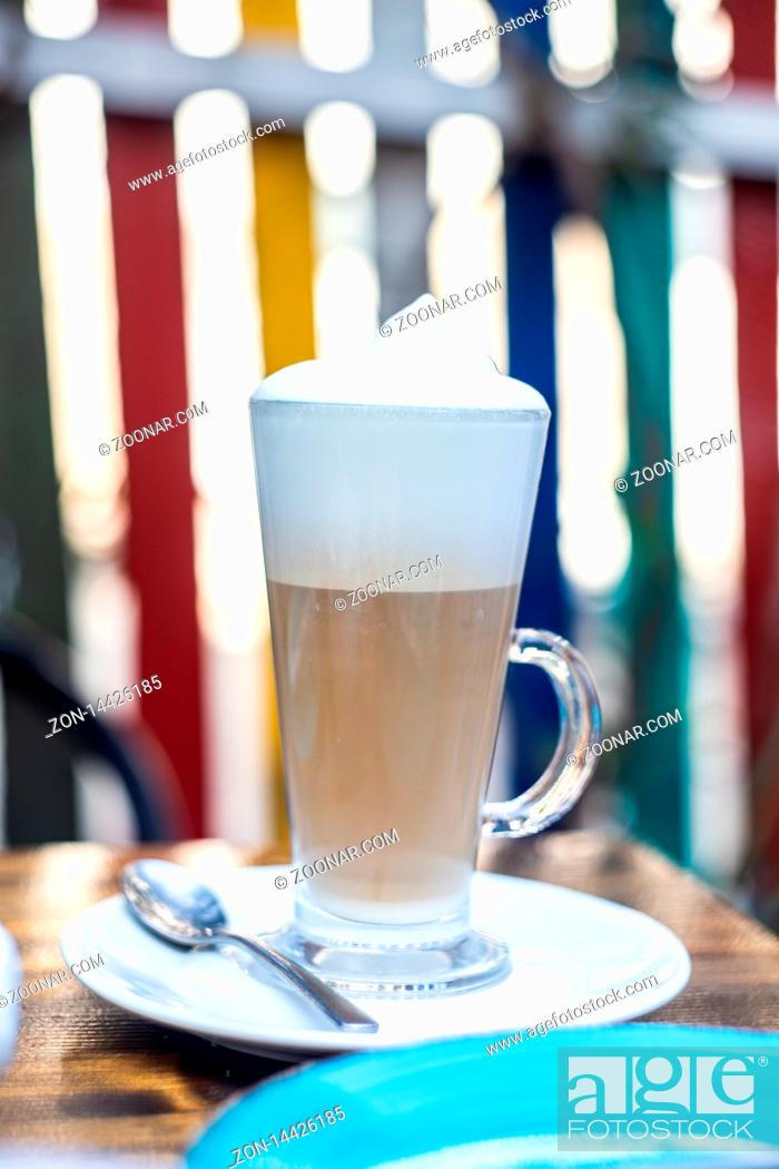 Stock Photo: Latte drink on the cafe table as a lifestyle concept.