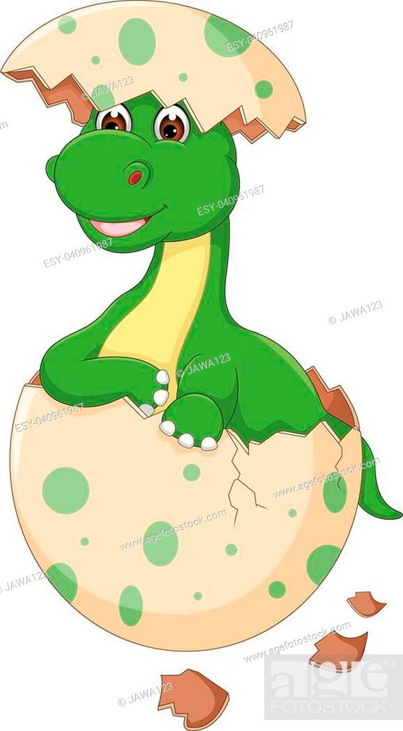 vector illustration of cute baby dinosaur hatched cartoon standing with  look up, Stock Vector, Vector And Low Budget Royalty Free Image. Pic.  ESY-040961987 | agefotostock