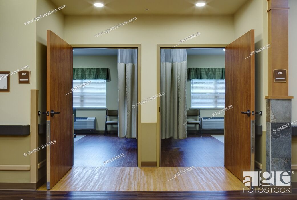 Stock Photo: Empty patient rooms in assisted living facility.