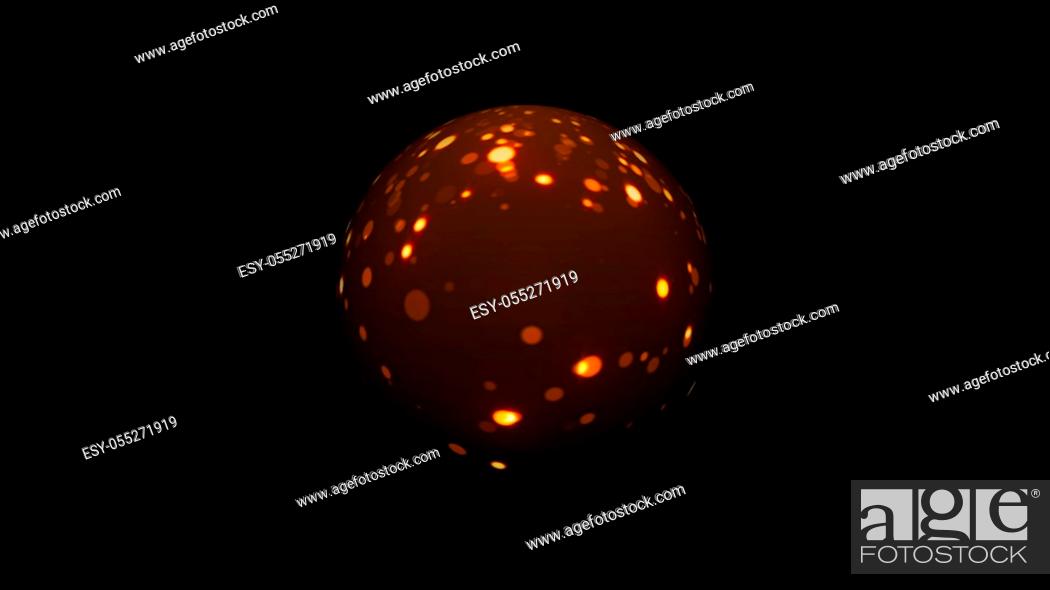 Photo de stock: Sphere with gold glittering stars on black, celebratory 3d rendering background.