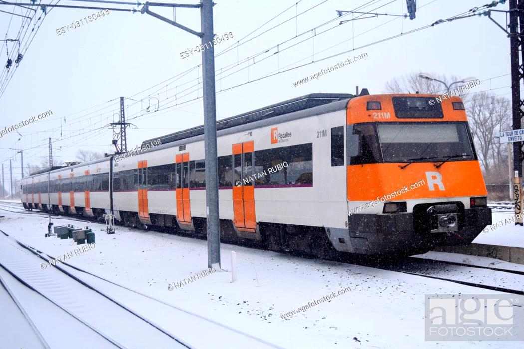 Stock Photo: Train and snow.
