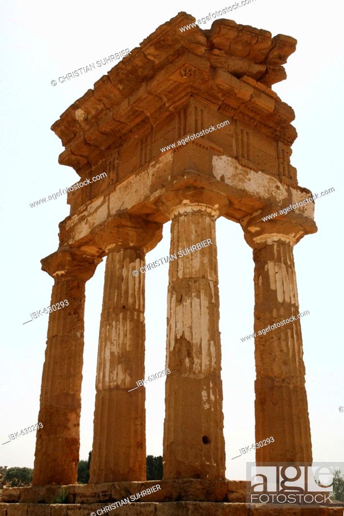 Stock Photo: Temple of Castor and Pollux, Agrigento, Sicily, Italy, Europe.