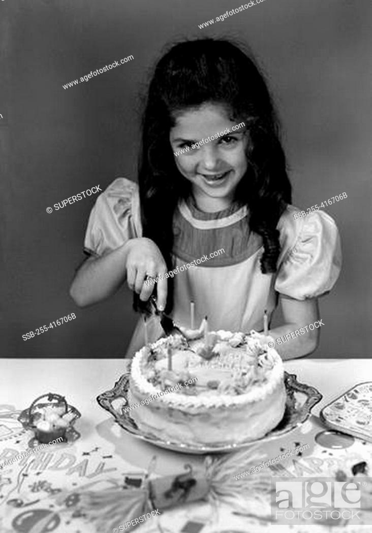 Woman cutting birthday cake with a knife, Stock Photo, Picture And Low  Budget Royalty Free Image. Pic. ESY-040232241 | agefotostock