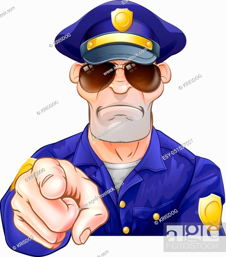 Serious cartoon police officer policeman pointing, Stock Vector, Vector And  Low Budget Royalty Free Image. Pic. ESY-051537001 | agefotostock