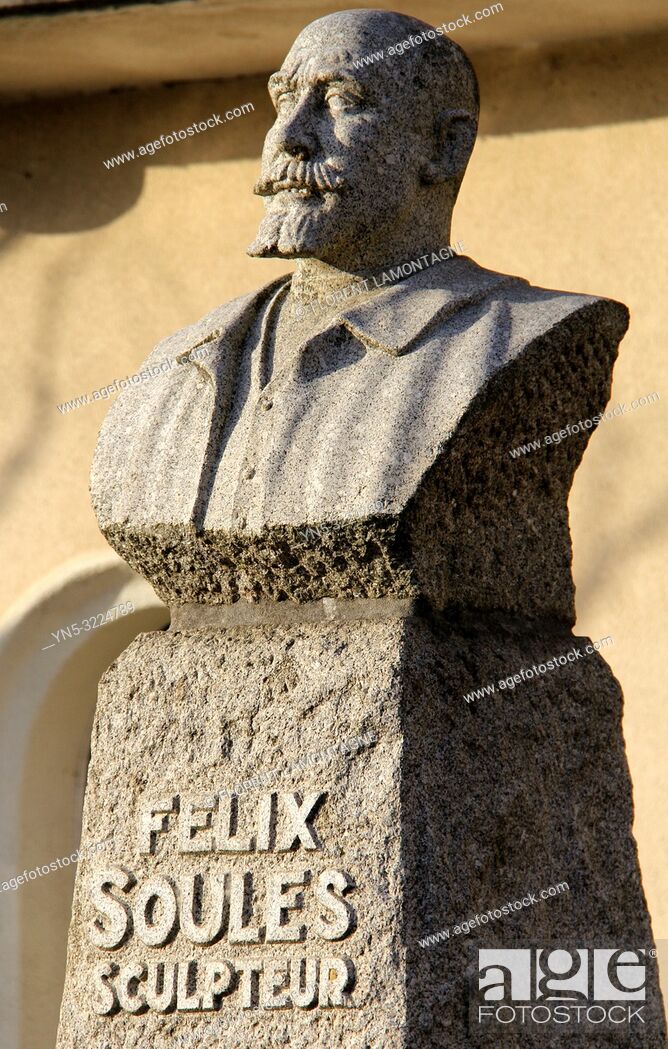Stock Photo: buste de felix soules, grand sculpteur, eauze, gers, occitanie.