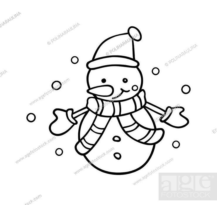 Vector outline silhouette cartoon drawing illustration of funny snowman  with snowflakes, Stock Vector, Vector And Low Budget Royalty Free Image.  Pic. ESY-060286970 | agefotostock