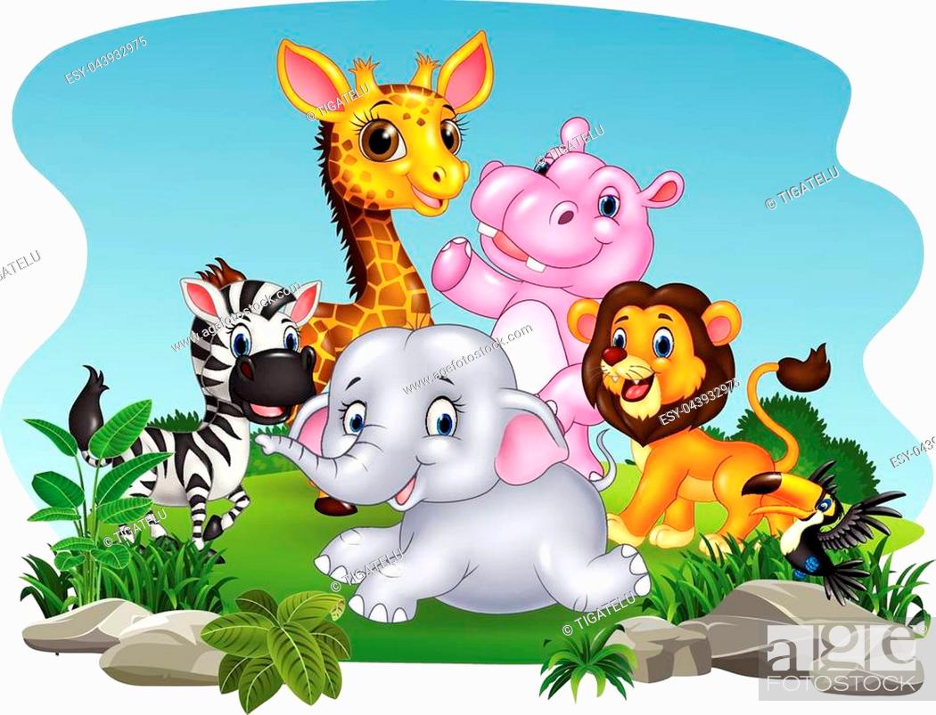 Vector illustration of Cartoon wild animals in the jungle, Stock Vector,  Vector And Low Budget Royalty Free Image. Pic. ESY-043932975 | agefotostock
