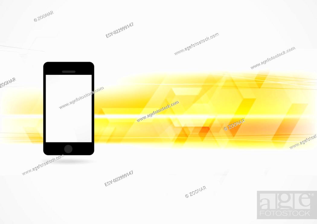 Imagen: Yellow technology background with smartphone.