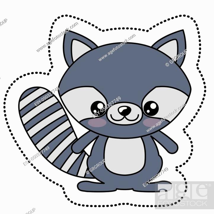 Raccoon with kawaii face icon. Cute animal cartoon and character theme,  Stock Vector, Vector And Low Budget Royalty Free Image. Pic. ESY-050327749  | agefotostock