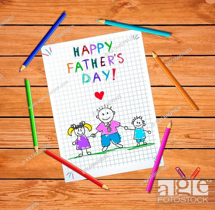 Happy Father's Day cartoon hand drawing | Stock vector | Colourbox