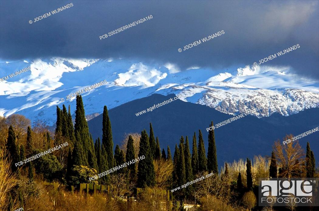 Stock Photo: Spain, Sierra Nevada snowcapped mountains.