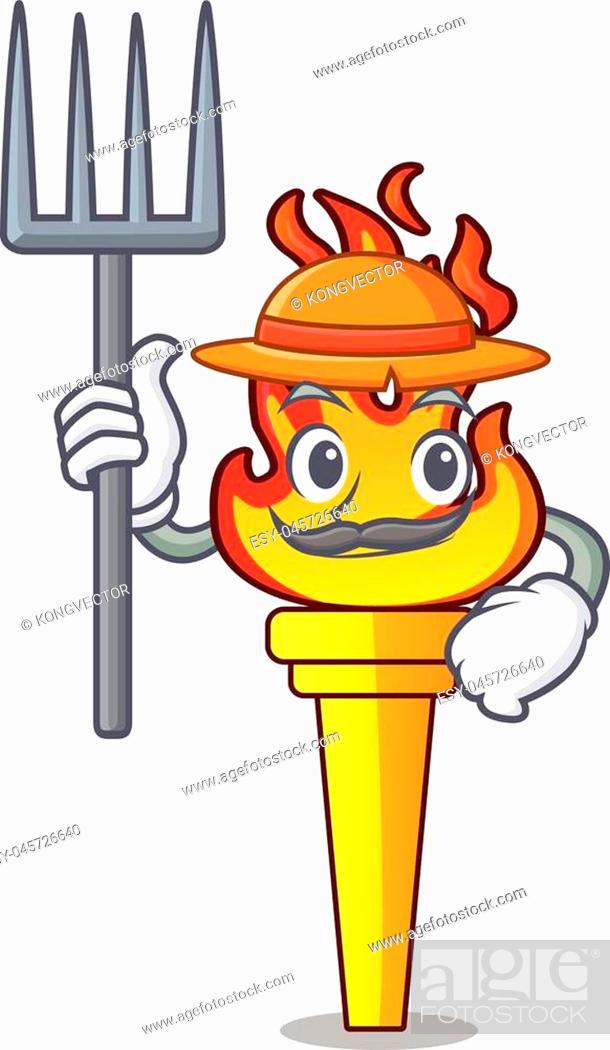 Vector: Farmer torch character cartoon style vector illustration.