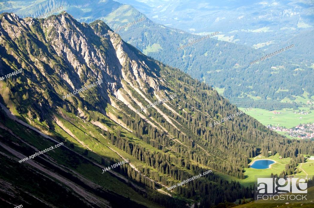 Stock Photo: Allgäu, Alps, Bavaria, near Oberstdorf, mountain, mountain landscape, Germany, Europe, mountains, Höfatsblick, nature, Nebelhorn, Oberstdorf, panorama.