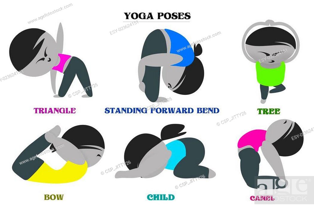 Yoga poses and names cartoon background, Stock Photo, Picture And Low  Budget Royalty Free Image. Pic. ESY-023624151 | agefotostock