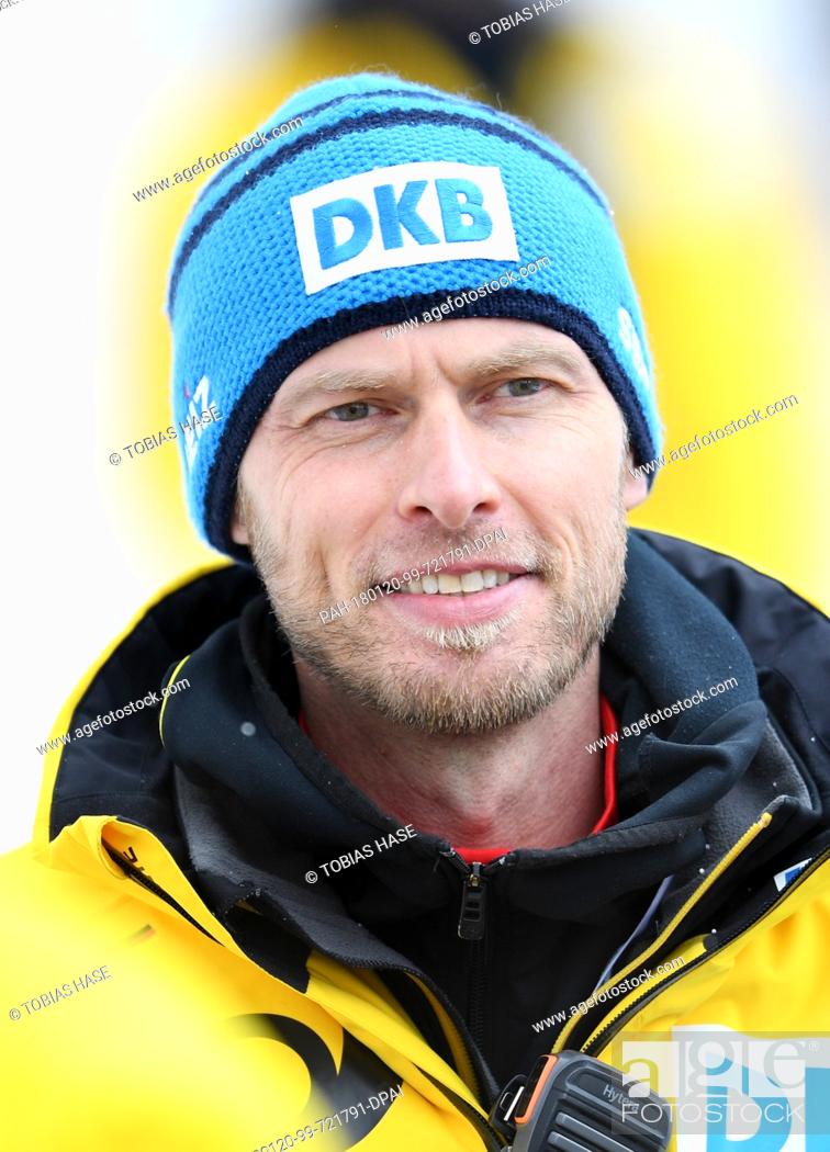 Stock Photo: Germany's trainer Rene Spies watches the Bobsleigh World Cup men's doubles in Schoenau/Koenigssee, Germany, 20 January 2018. Photo: Tobias Hase/dpa.