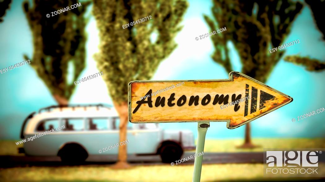 Stock Photo: Street Sign the Direction Way to Autonomy.